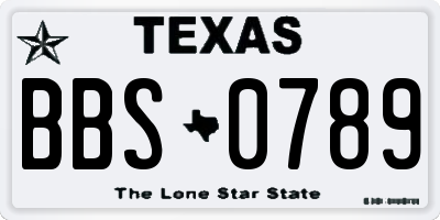 TX license plate BBS0789