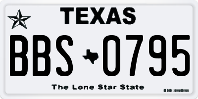 TX license plate BBS0795