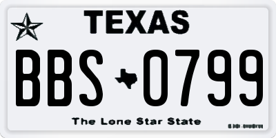TX license plate BBS0799