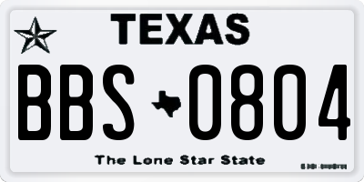 TX license plate BBS0804