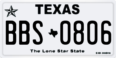 TX license plate BBS0806