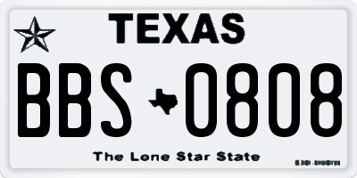 TX license plate BBS0808