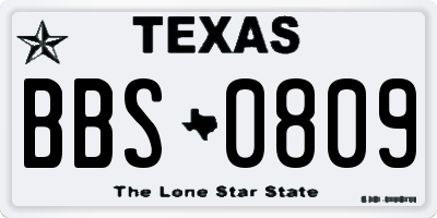 TX license plate BBS0809