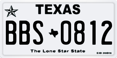 TX license plate BBS0812