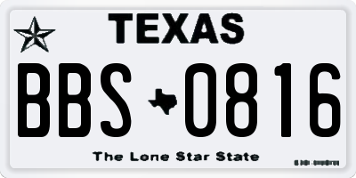TX license plate BBS0816