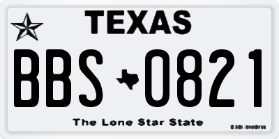 TX license plate BBS0821