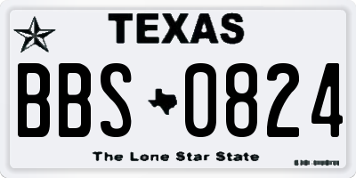 TX license plate BBS0824