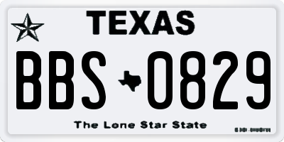 TX license plate BBS0829