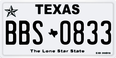 TX license plate BBS0833