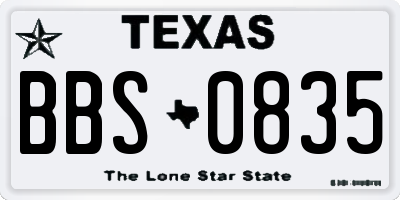 TX license plate BBS0835