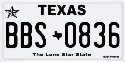 TX license plate BBS0836