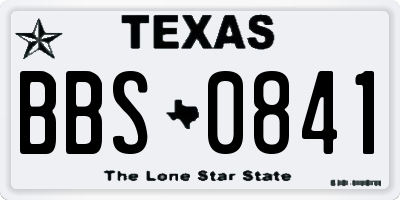 TX license plate BBS0841