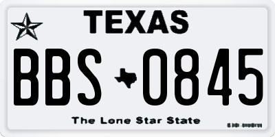 TX license plate BBS0845