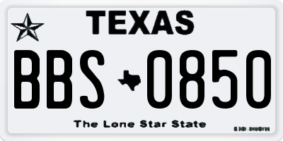 TX license plate BBS0850