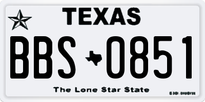 TX license plate BBS0851
