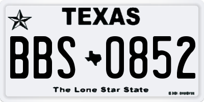 TX license plate BBS0852