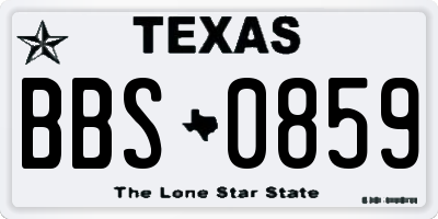 TX license plate BBS0859