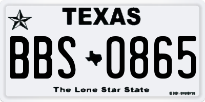 TX license plate BBS0865