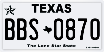 TX license plate BBS0870