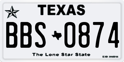 TX license plate BBS0874