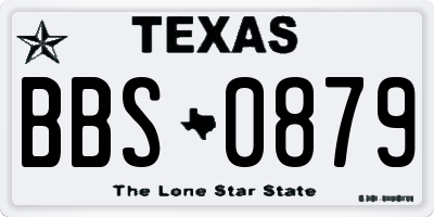 TX license plate BBS0879