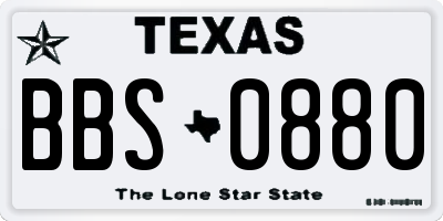 TX license plate BBS0880