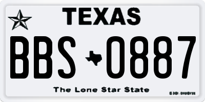 TX license plate BBS0887