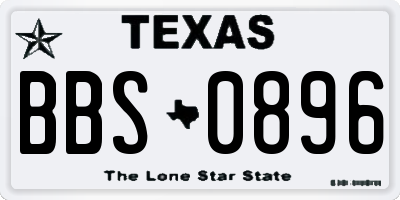 TX license plate BBS0896