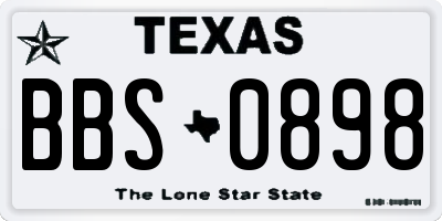 TX license plate BBS0898