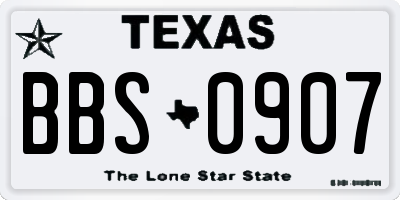 TX license plate BBS0907