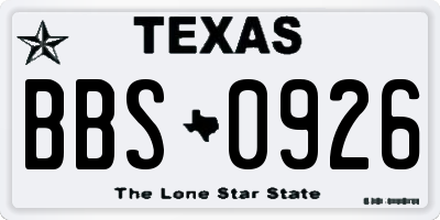 TX license plate BBS0926