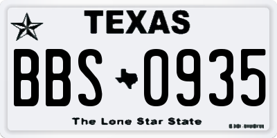 TX license plate BBS0935