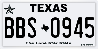 TX license plate BBS0945
