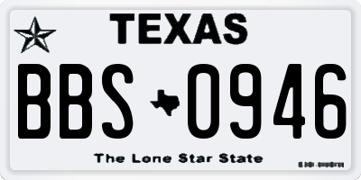 TX license plate BBS0946