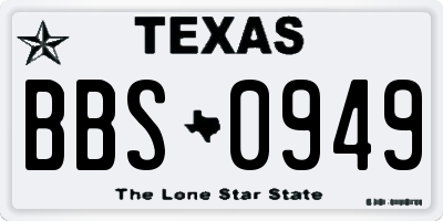 TX license plate BBS0949