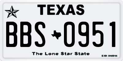 TX license plate BBS0951