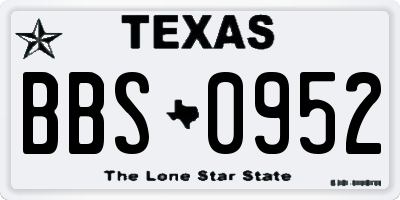 TX license plate BBS0952