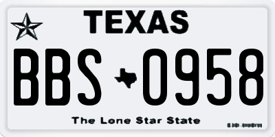 TX license plate BBS0958