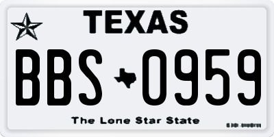 TX license plate BBS0959
