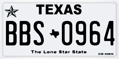 TX license plate BBS0964