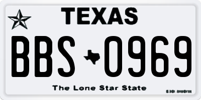 TX license plate BBS0969