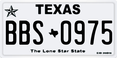 TX license plate BBS0975