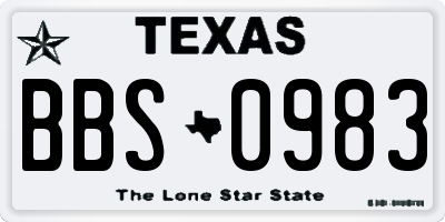TX license plate BBS0983