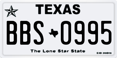 TX license plate BBS0995