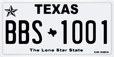 TX license plate BBS1001