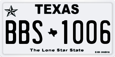 TX license plate BBS1006