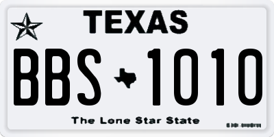 TX license plate BBS1010