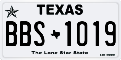 TX license plate BBS1019