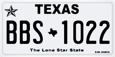 TX license plate BBS1022