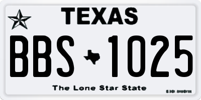 TX license plate BBS1025